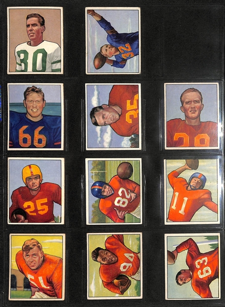 1950 Bowman Football Near Complete Set w. YA Tittle Rookie Card PSA 4 & Sid Luckman PSA 4