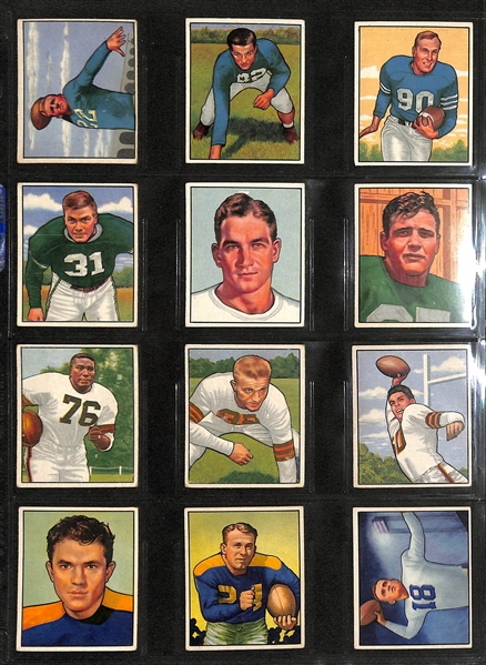 1950 Bowman Football Near Complete Set w. YA Tittle Rookie Card PSA 4 & Sid Luckman PSA 4