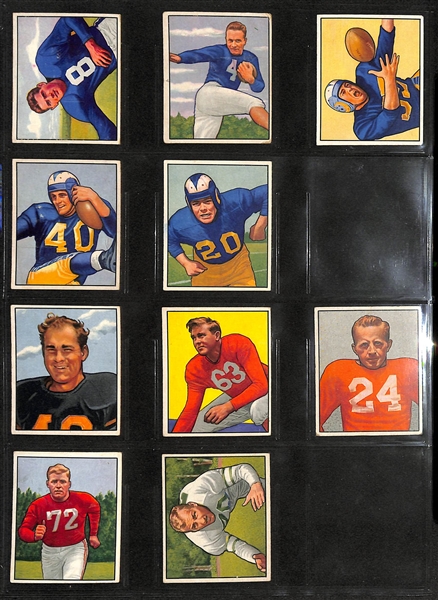 1950 Bowman Football Near Complete Set w. YA Tittle Rookie Card PSA 4 & Sid Luckman PSA 4