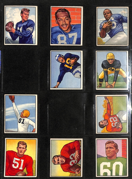 1950 Bowman Football Near Complete Set w. YA Tittle Rookie Card PSA 4 & Sid Luckman PSA 4