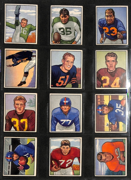 1950 Bowman Football Near Complete Set w. YA Tittle Rookie Card PSA 4 & Sid Luckman PSA 4