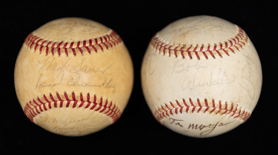 Lot of (2) Autographed Baseballs (Dodgers & 1973 Angels) w. Walt Alston - JSA Auction Letter