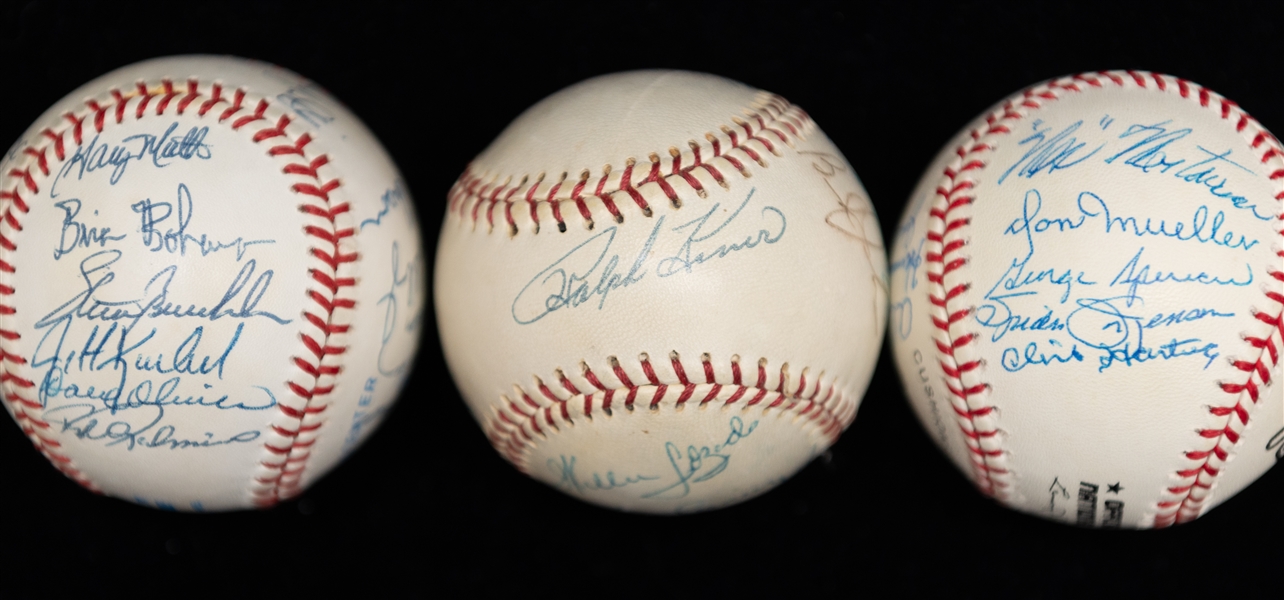 Lot of (3) Multi-Signed Baseballs w. 1950s Giants Ball & HOFers Monte Irving, Ralph Kiner & Willie Stargell - JSA Auction Letter