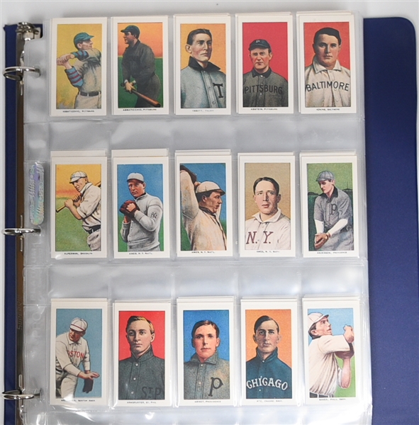 1909 T206 Reprint Factory Set of 524 Cards & (3) Stamped/Secretarial Signed Baseballs of 1952 A's & 1955 Yankees