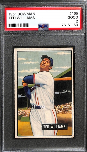 1951 Bowman Ted Williams #165 Graded PSA 2