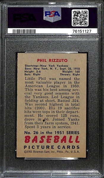 1951 Bowman Phil Rizzuto #26 Graded PSA 6