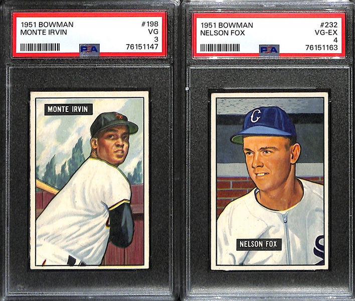 1951 Bowman Rookie Lot - Monte Irvin #198 (PSA 3) & Nelson Nellie Fox #232 (PSA 4)