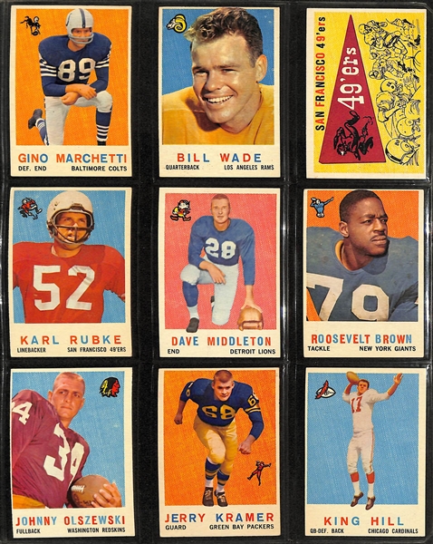 1959 Topps Football Complete Set of 176 Cards w. Jim Brown