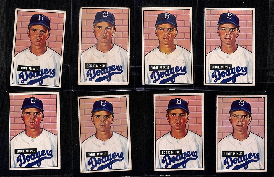 (57) 1951 Bowman Brooklyn Dodgers Cards w. (11) Edwards, (8) Miksis, (14) Roe, (7) Abrams, (8) Barney), (9) Hermanski