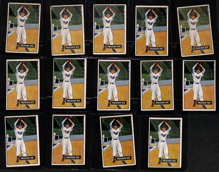 (57) 1951 Bowman Brooklyn Dodgers Cards w. (11) Edwards, (8) Miksis, (14) Roe, (7) Abrams, (8) Barney), (9) Hermanski