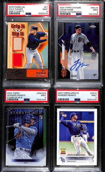 Lot of (14) PSA Graded 9 Ultra Modern Baseball Cards w/ Mostly Rookies inc. 2022 Topps Update Julio Rodriguez Rookie, 2019 Museum Collection Kyle Tucker Sapphire Rookie (#/150), +