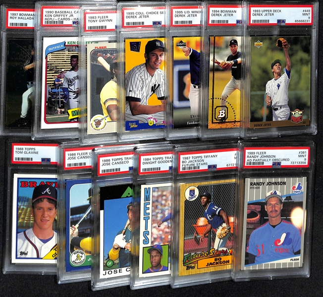 Lot of (13) PSA Graded 9 Baseball Cards w/ Mostly Rookies inc. (4) Derek Jeter Rookies, 1983 Fleer Tony Gwynn, + 