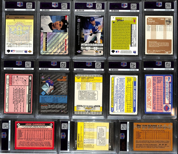 Lot of (13) PSA Graded 9 Baseball Cards w/ Mostly Rookies inc. (4) Derek Jeter Rookies, 1983 Fleer Tony Gwynn, + 