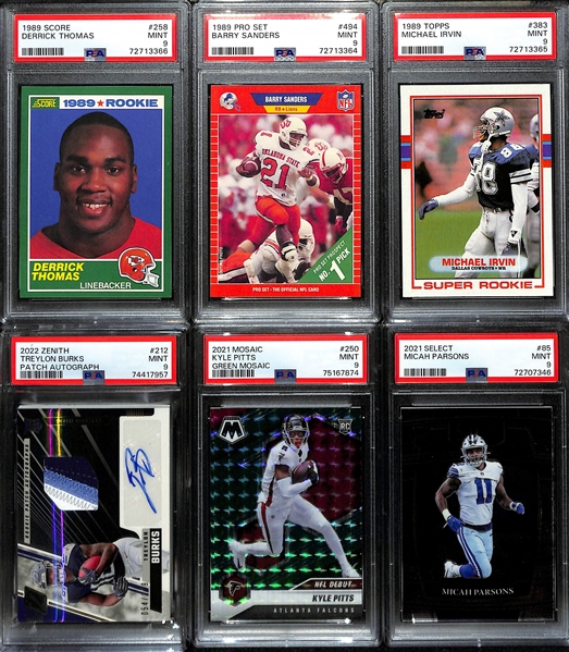 Lot of (19) PSA Graded 9 Football Rookie Cards inc. 1989 Score Deion Sanders, 1989 Score Troy Aikman, 2022 Bowman Chrome University Caleb Williams, +