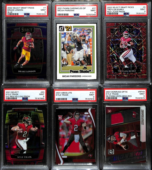 Lot of (19) PSA Graded 9 Football Rookie Cards inc. 1989 Score Deion Sanders, 1989 Score Troy Aikman, 2022 Bowman Chrome University Caleb Williams, +