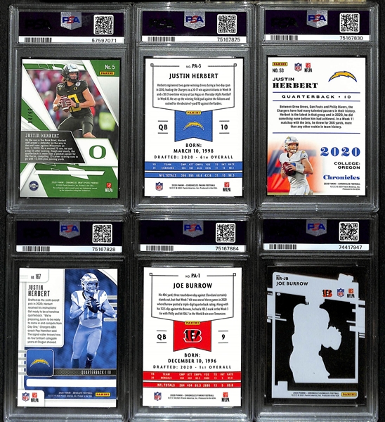 Lot of (12) PSA Graded 9 Football Rookie Cards inc. (4) Justin Herbert, (5) Joe Burrow, (3) Ja'Marr Chase