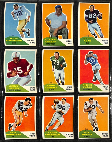 1960 Fleer Football Complete Set of 132 Cards w. Jack Kemp Rookie Card