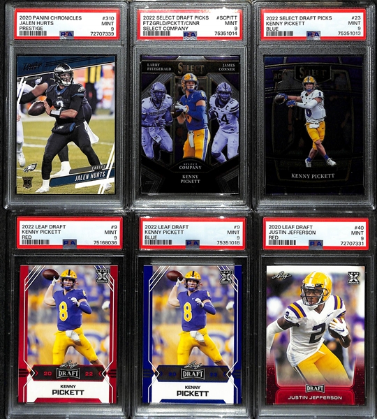 Lot of (11) PSA Graded Football Rookie Cards inc. (5) Trevor Lawrence, Jalen Hurts, (4) Kenny Pickett, (1) Justin Jefferson - All PSA 9