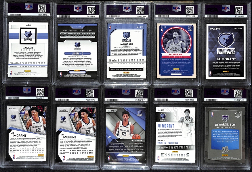 Lot of (20) PSA Graded Basketball Rookie Cards inc. (9) Ja Morant, (1) De'Aaron Fox, (3) Tyler Herro, (7) Zion Williamson - All PSA 9