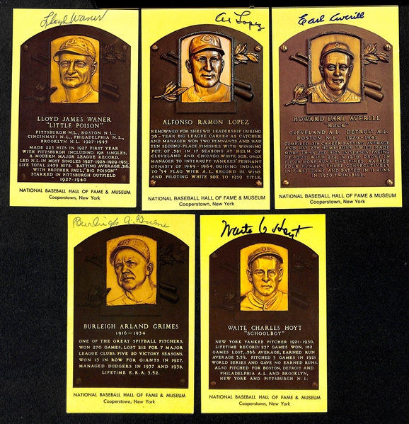 (16) Signed Hall of Fame Postcards w. Joe McCarthy, Bill Dickey, Rick Ferrell, Bill Terry, Louis Boudreau, and William Herman, + (JSA Auction Letter)