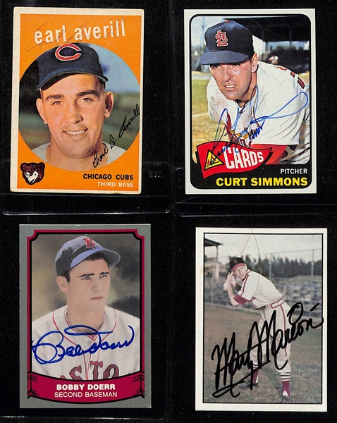 Lot of (18) Signed Baseball Cards inc. 1965 Topps Berra & 1959 Topps Averill + (JSA Auction Letter)