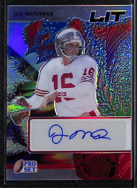 Lot of (19) Football and Basketball Cards inc. 2022 Leaf Pro Set Metal Joe Montana Autograph (#/25), 2022 Encased Treylon Burks Autograph Rookie Cap Patch (#/50), +