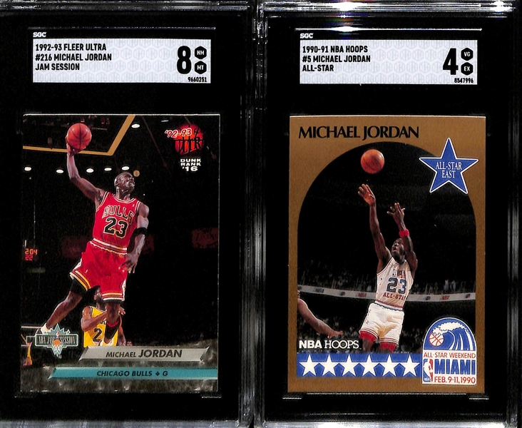 Lot of (5) SGC Graded 1990s Michael Jordan Cards inc. 1992-93 Upper Deck Back To Back MVP (SGC 9), 1992-93 Upper Deck (SGC 9), +