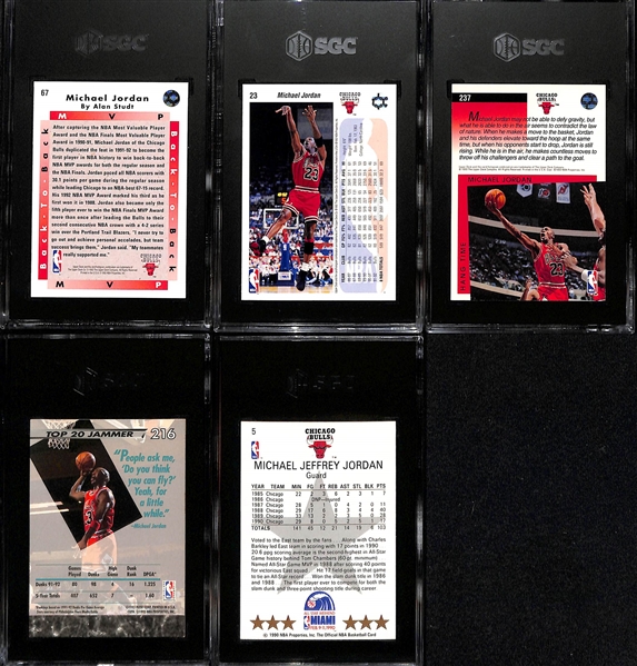 Lot of (5) SGC Graded 1990s Michael Jordan Cards inc. 1992-93 Upper Deck Back To Back MVP (SGC 9), 1992-93 Upper Deck (SGC 9), +