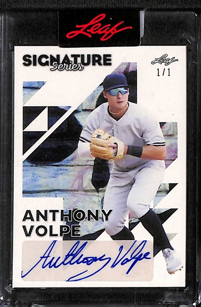 Lot of (4) Anthony Volpe and Luis Matos Rookie Autograph Cards inc. Signature Series Anthony Volpe (#/1), Leaf Ultimate Draft Luis Matos (#/50), +