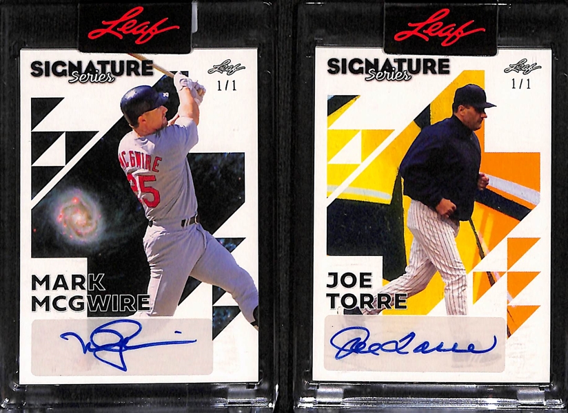 Lot of (2) 2023 Leaf Signature Series Baseball 1/1 Autographs- Mark McGwire, Joe Torre