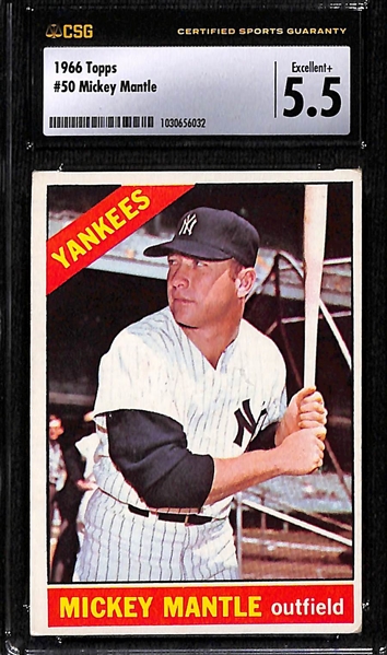 1966 Topps Baseball Mickey Mantle #50 Graded CSG 5.5