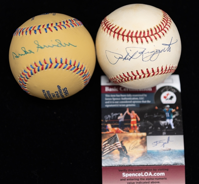 Lot of (2) Hall of Fame Signed Baseballs- Duke Snider (Signed on Duke Snider Commemorative Ball), Phil Rizzuto - JSA COA