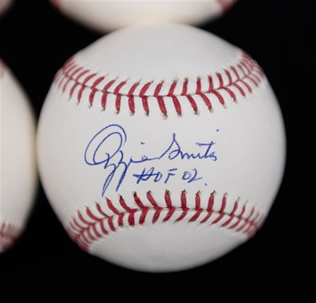 Lot of (4) Hall of Fame Signed Baseballs- Ozzie Smith, Jim Rice, Don Sutton, Jim Thome - JSA Auction Letter