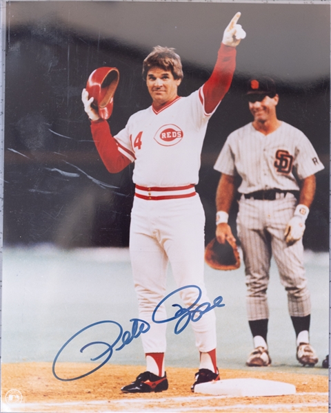 Lot of (4) Hall of Fame Signed Baseball Memorabilia - Tom Glavine Mini Helmet, Pete Rose Photo, Steve Carlton Photo, David Bunning Photo (JSA Auction Letter)