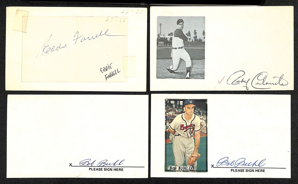 Lot of (48) Signed Index Cards w. Duke Maas (RARE 1961 Yankees player), Jim Palmer, Lindsey Nelson, Earl Averill, Max Carey, Charlie Keller, Andy Carey, Dom Di Maggio, and Joe Gordan, + (JSA...