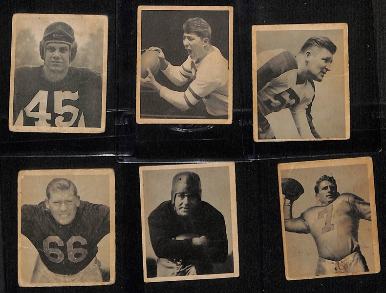 1948 Bowman Football Complete Set - All 108 Cards (10 HOF Rookies - Van Buren, Trippi, Sammy Baugh, Waterfield, Bulldog Turner, Wojciechowicz, Pihos, Dudley, McAfee, Luckman). Mostly PR-VG Condition.