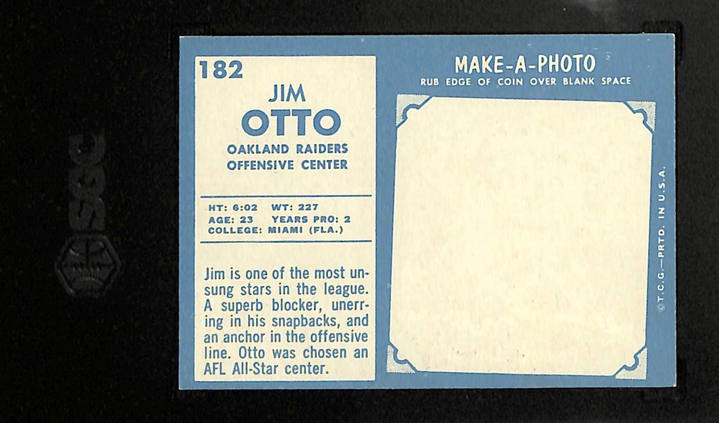 1961 Topps Jim Otto Rookie Card Graded SGC 7