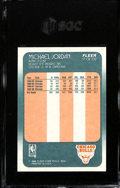 1988-89 Fleer Michael Jordan #17 Graded SGC 8 (3rd Year Michael Jordan Card)