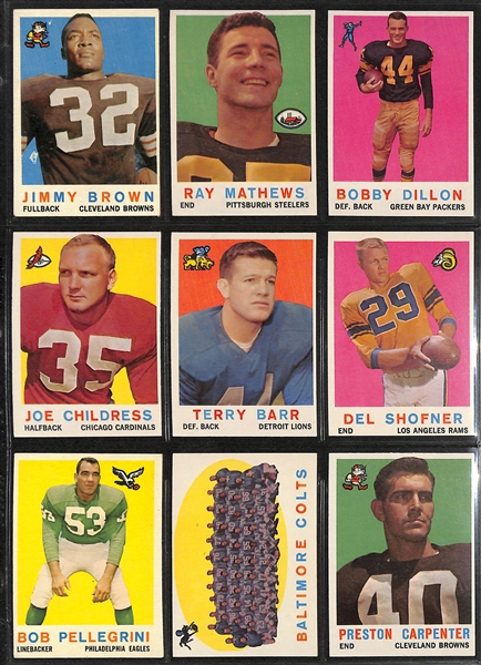 1959 Topps Football Complete Set of 176 Cards w. Jim Brown (2nd Year)