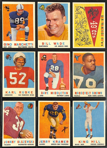 1959 Topps Football Complete Set of 176 Cards w. Jim Brown (2nd Year)