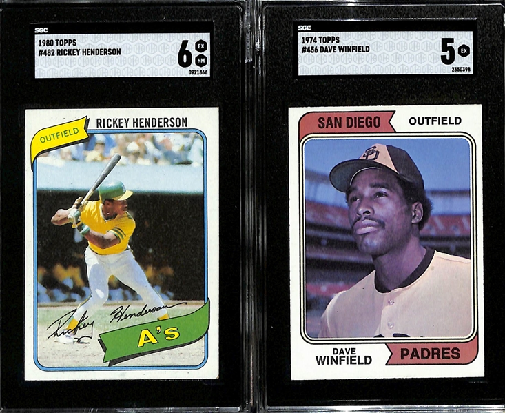 Rookie Lot - 1980 Topps Rickey Henderson (SGC 6) & 1976 Dave Winfield (SGC 5)