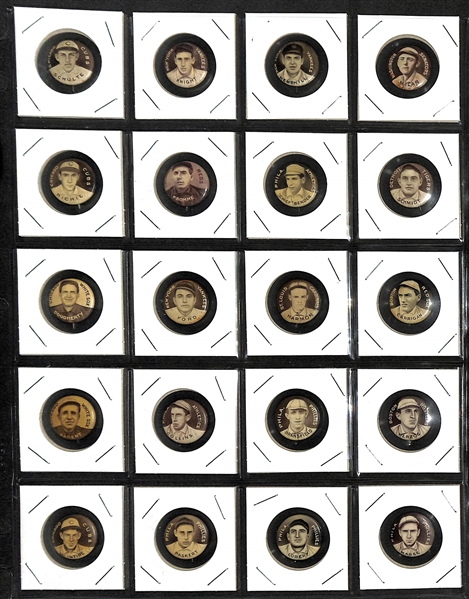 Lot of (41) 1910 Sweet Caporal P-2 Pins with Chief Bender & Eddie Collins