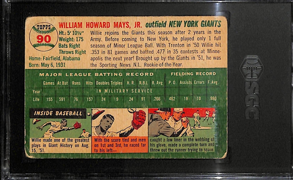 1954 Topps Willie Mays #90 Graded SGC 2