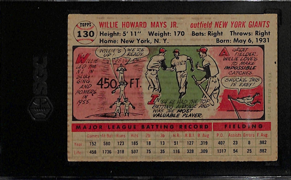 1956 Topps Willie Mays #130 Graded SGC 3