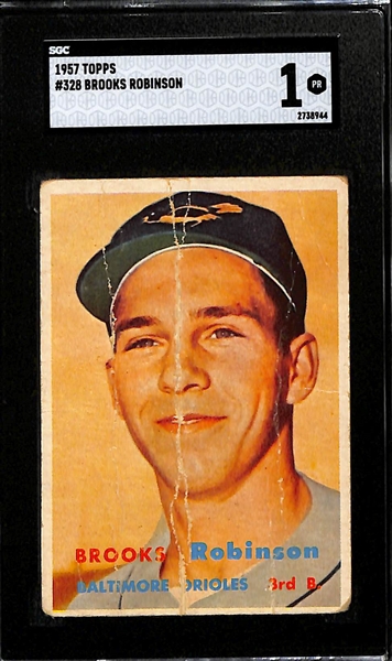 1957 Topps Brooks Robinson Rookie Card #328 (Creased) Graded SGC 1