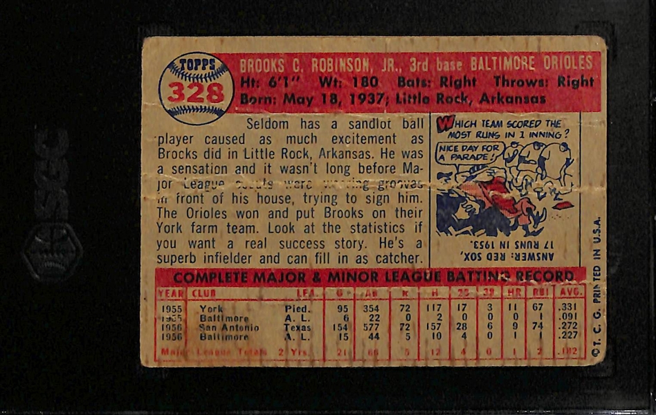 1957 Topps Brooks Robinson Rookie Card #328 (Creased) Graded SGC 1