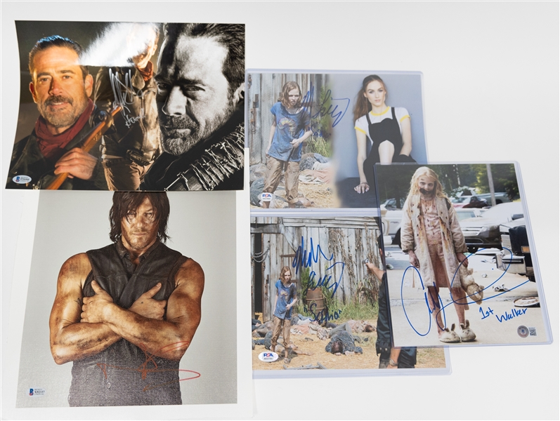 Lot of (5) Walking Dead Signed Items w. Norman Reedus (Daryl Dixon) Signed 14x12 Canvas & Jeffrey Dean Morgan (Negan) Signed 13x10 Photo - All Beckett or PSA/DBA COAs