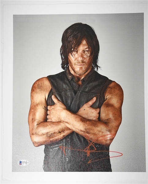 Lot of (5) Walking Dead Signed Items w. Norman Reedus (Daryl Dixon) Signed 14x12 Canvas & Jeffrey Dean Morgan (Negan) Signed 13x10 Photo - All Beckett or PSA/DBA COAs