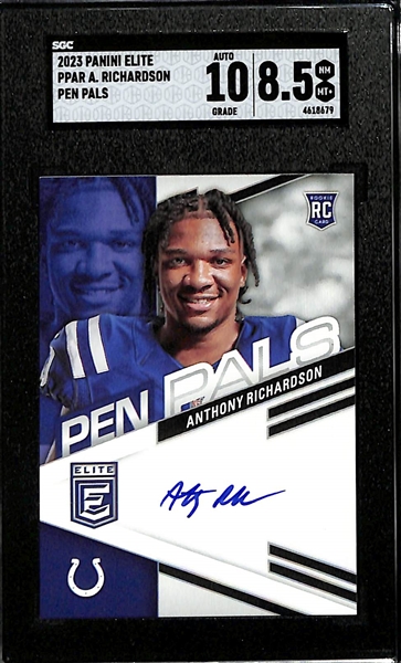 2023 Elite Anthony Richardson Pen Pals Rookie Autograph SGC Graded 8.5 w/ 10 Autograph Grade