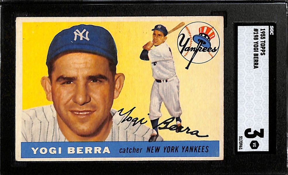 1955 Topps Lot - Yogi Berra #198 (SGC 3) & Ernie Bank #28 (SGC 1.5)